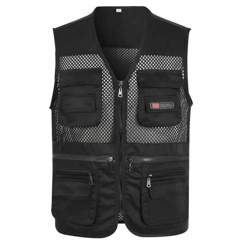 📸🎣Herren Outdoor Multifunktionsweste mit 10+ Taschen – Leichte Eisseide Anglerweste & Fotografenweste  | V-Ausschnitt, atmungsaktiv & schnelltrocknend