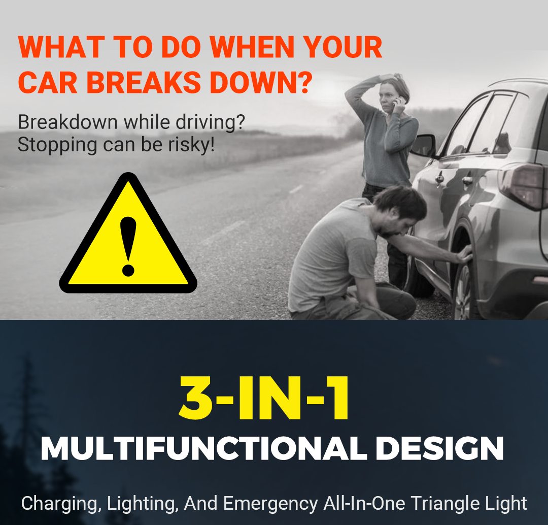 🆘 49% Rabatt!! 🔦 2-in-1 Solar-Warndreieck-Leuchten für den Notfall – ideal für Winter-Nacht-Pannen! 🚨 Sicheres Parking bei Pannen – jetzt Sicherheit doppelt sichern!