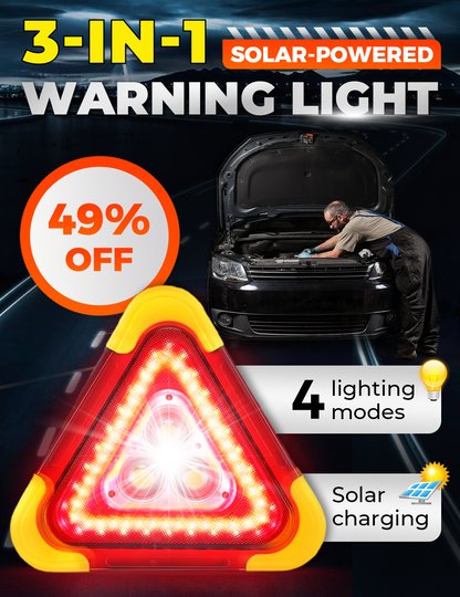 🆘 49% Rabatt!! 🔦 2-in-1 Solar-Warndreieck-Leuchten für den Notfall – ideal für Winter-Nacht-Pannen! 🚨 Sicheres Parking bei Pannen – jetzt Sicherheit doppelt sichern!