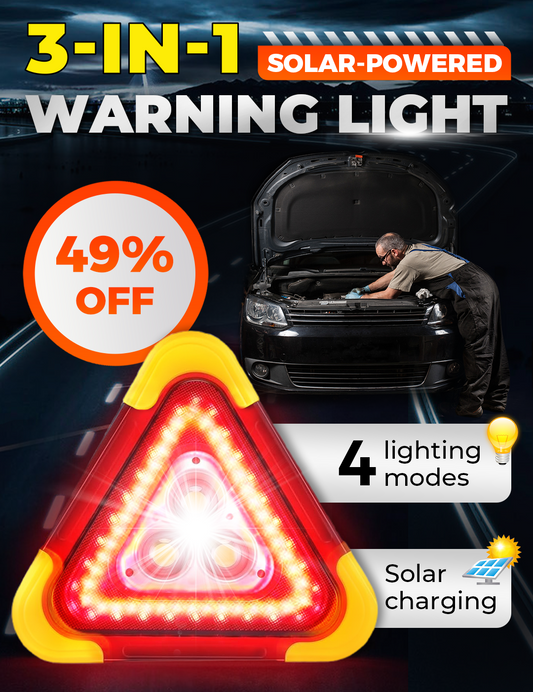 🆘 49% Rabatt!! 🔦 2-in-1 Solar-Warndreieck-Leuchten für den Notfall – ideal für Winter-Nacht-Pannen! 🚨 Sicheres Parking bei Pannen – jetzt Sicherheit doppelt sichern!