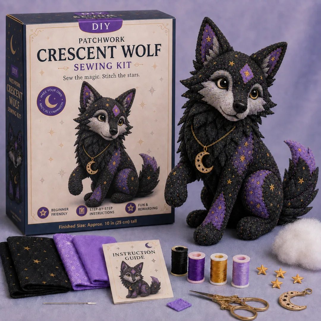 🤩2026 NEU EINGETROFFEN🔥Nähset für Anfänger: Mystische Patchwork-Tiere 🌙 – DIY-Plüsch-Bastelset mit Sternenstoff & Mondanhänger 🧵✨