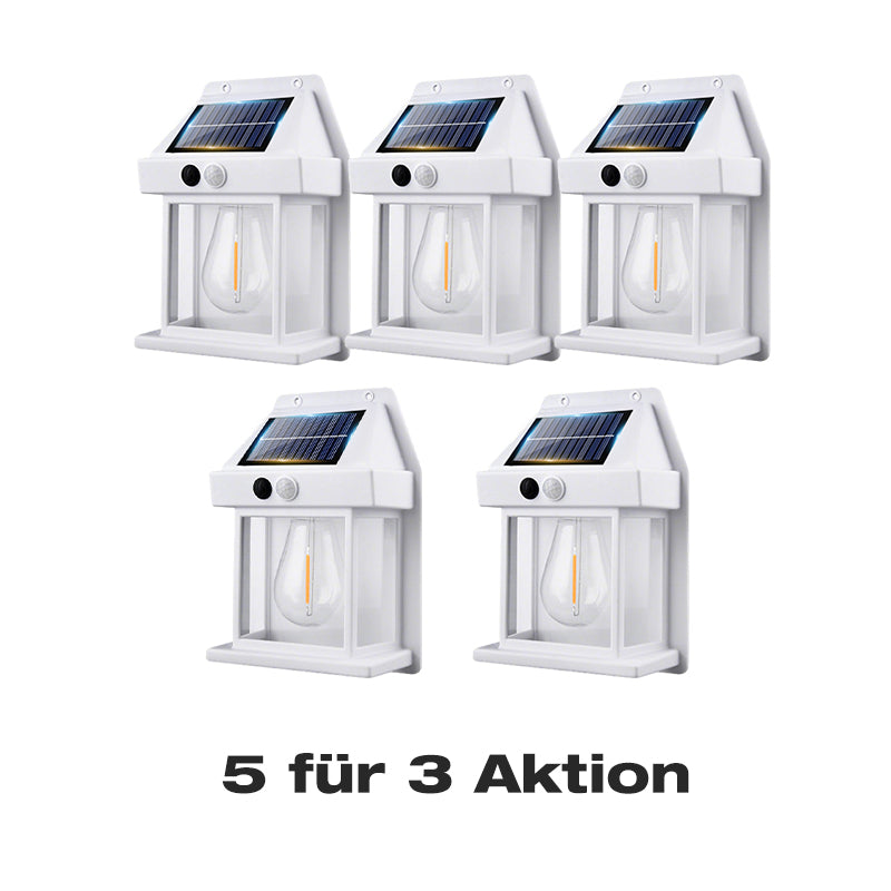 📢📢50 % Rabatt!! ⏰ ⏳Bewegungssensor Solar-Wolfram-Wandleucht - Wetterfest, langlebig & mit effizientem Panel | 0€ Stromkosten, warmes Wolfram-Licht🌙