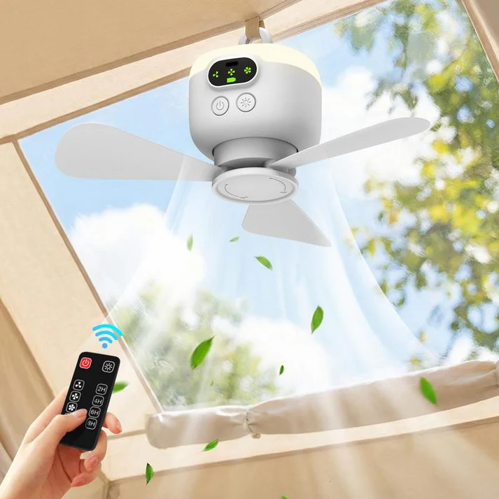 📢📢50 % RABATT!! ⏰Wiederaufladbarer Deckenventilator mit LED-Licht🌬️✨