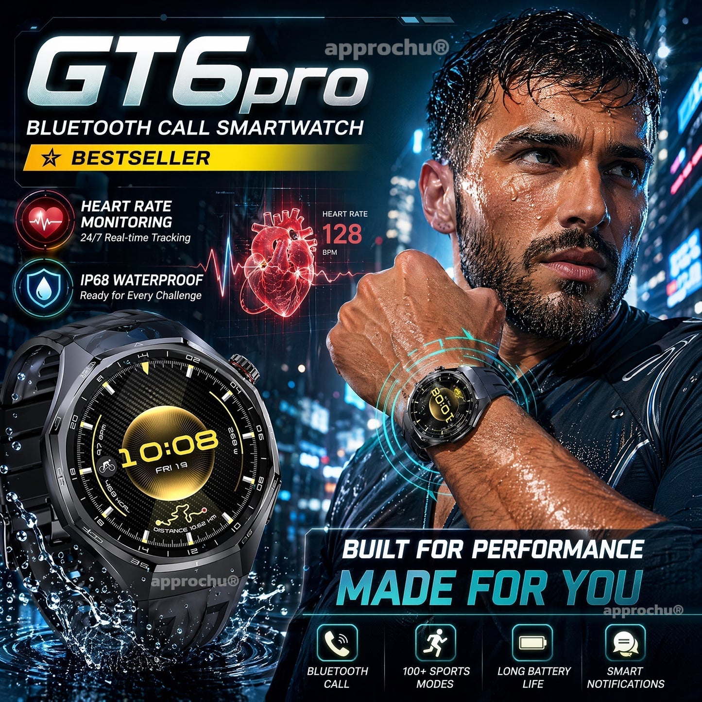 GT6pro Bluetooth-Smartwatch mit Anruffunktion – Bestseller