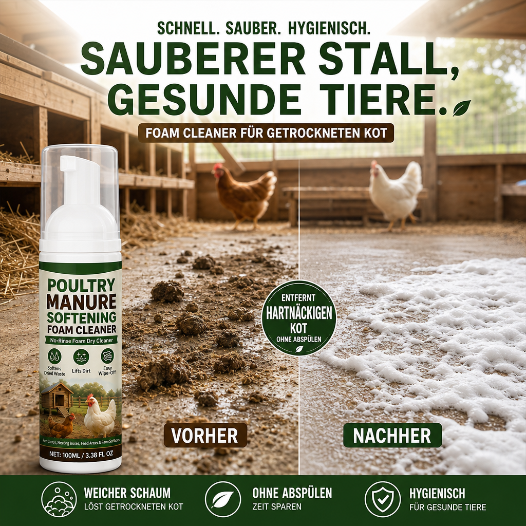 🔥Schaumreiniger für Hühnerstall🐔｜Erweicht hartnäckigen Geflügelkot, einfache Reinigung