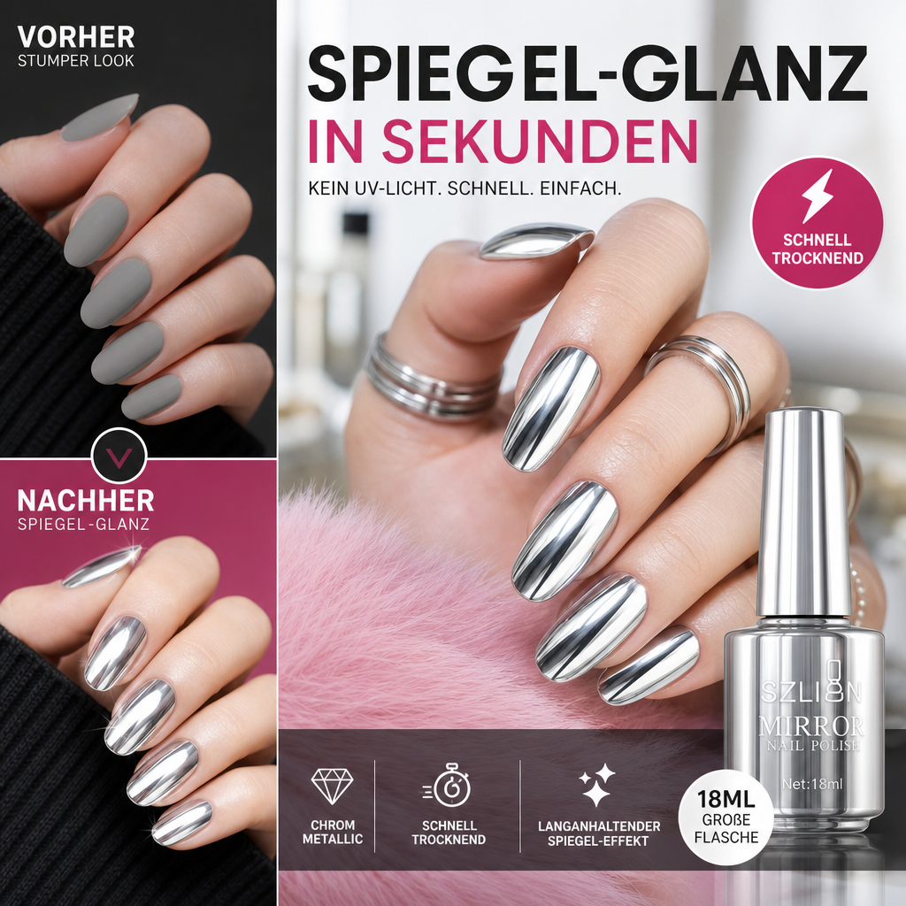 📢📢50 % Rabatt!!🥳 💞 50K+ VERKAUFT! 💎🎁 2026 Glamouröser Metallic-Spiegel-Nagellack✨