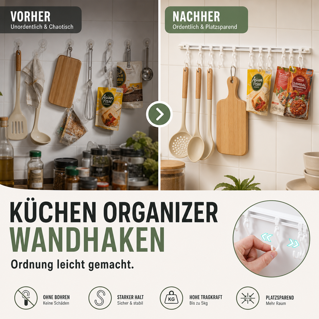 🥳2026 HEISSER VERKAUF🥳💞ÜBER 50.000 VERKAUFT!🧺🔧 50 % RABATT! Multifunktionaler Schiebehaken – Montage ohne Bohren, verstellbarer Hakenabstand. Hält Geschirr, Handtücher & Bademäntel – keine Beschädigung der Wand! 🏠✨