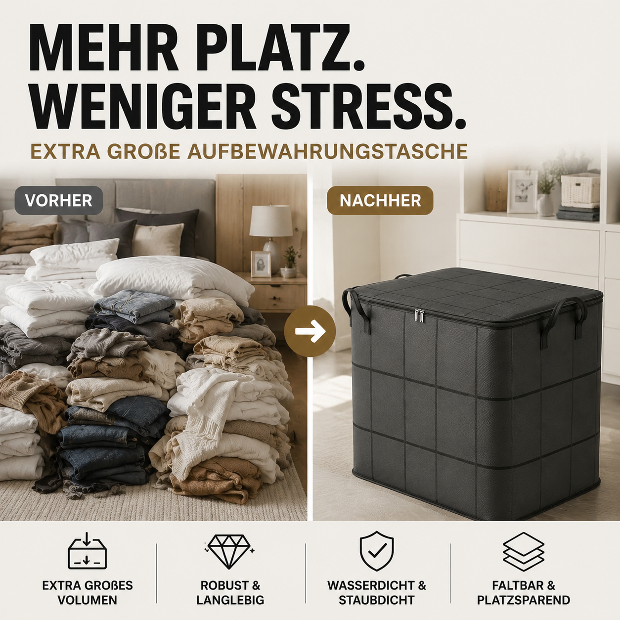 🧺📦 50 % RABATT! 🗄️ Staubschutzhüllen für Bettdecken und Bettwäsche – großes Fassungsvermögen, strapazierfähiges Vliesmaterial und faltbar – ideal für die saisonale Aufbewahrung 🛏️