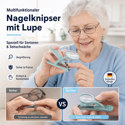 🔥🎁 2+1 GRATIS!!🥳 💞 50K+ VERKAUFT! ⚡🔍 Nagelscheren mit Lupe und spritzwasserfestem Aufnahmebehälter