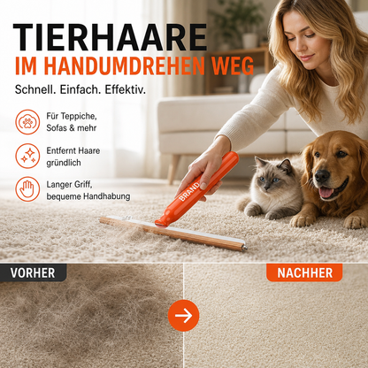 📢📢 50 % Rabatt!! ⏰🐾 Wiederverwendbarer Tierhaarentferner mit Metallkante & ergonomischem Griff für Teppiche und Polster