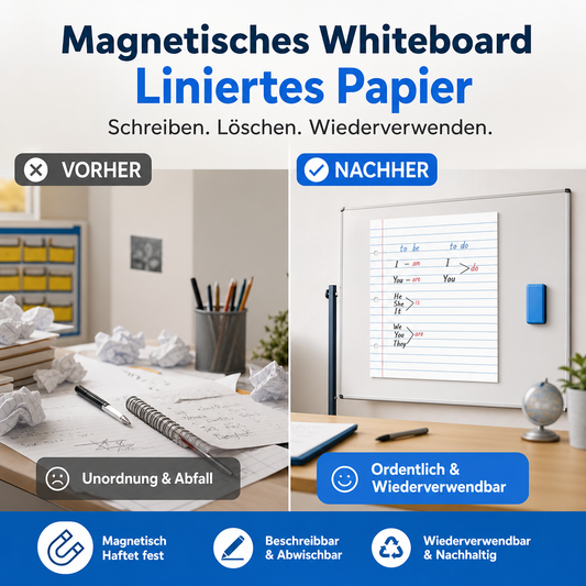 🔥🎁 2+1 GRATIS!!🥳📝FLASH SALE! Magnetische Whiteboard-Oberfläche mit Linien – wischfeste, schmutzabweisende Oberfläche, haftet an Kühlschränken und Stahlschränken!