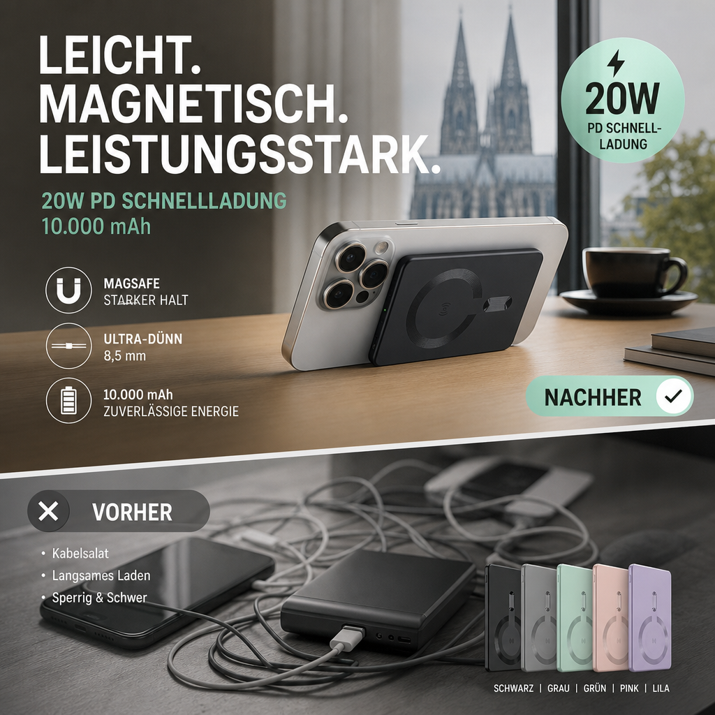 🔥50% RABATT! 🔋5000mAh ultradünne magnetische Powerbank