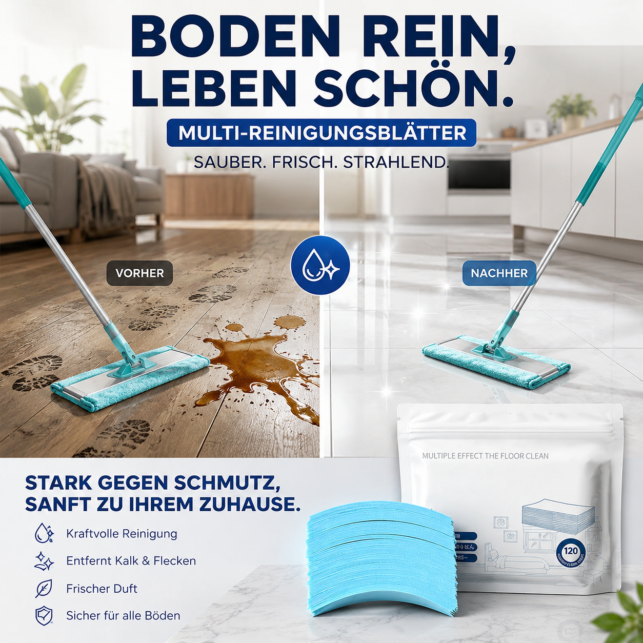 📢📢 50% RABATT!! ⏰💞 2+1 GRATIS!! 🎁💧 Wasserlösliche Bodenreinigungstücher