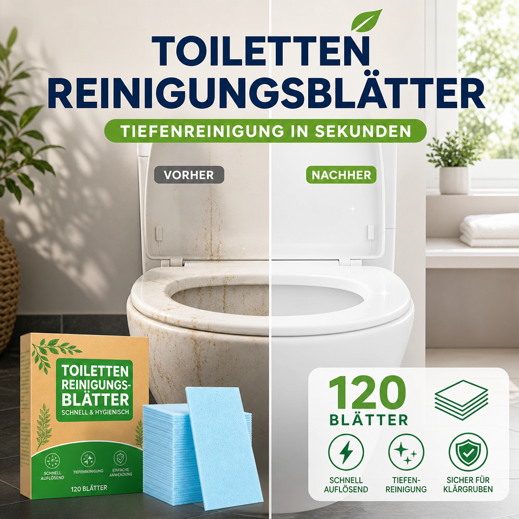 🔥🎁 2+1 GRATIS!!🥳 💞 50K+ VERKAUFT! ⚡🧼 Schnellauflösende Toilettenreiniger-Blätter 💪 kraftvoll gegen Kalk, Gerüche & hartnäckige Flecken, 120 Stück