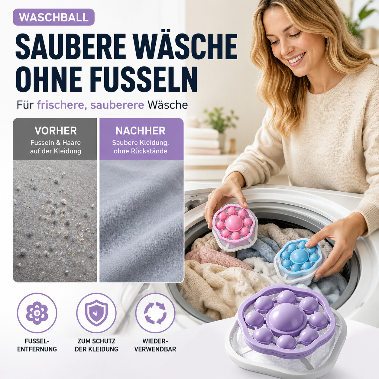 📢📢50 % Rabatt!!🥳 1+1 GRATIS!! 🎁🛡️ Schwimmender und wiederverwendbarer Flusenfilter für Waschmaschinen