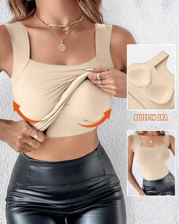 🏆Letzter Tag Sonderpreis 11,99 €!!💐Thermische Tank-Tops für Damen mit U-Ausschnitt und integriertem BH🌟💓