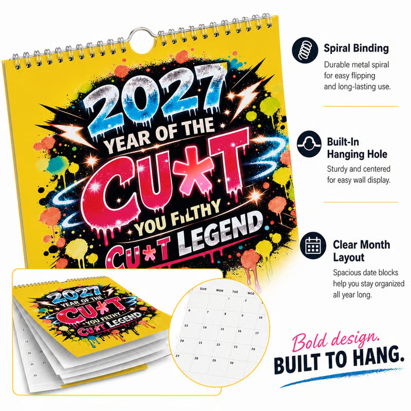 💥Frühbucherangebot – 49 % Rabatt🎁Wandkalender „Jahr der Schlampe 2027“ – Kalender mit frechem Graffiti-Humor📆🌟