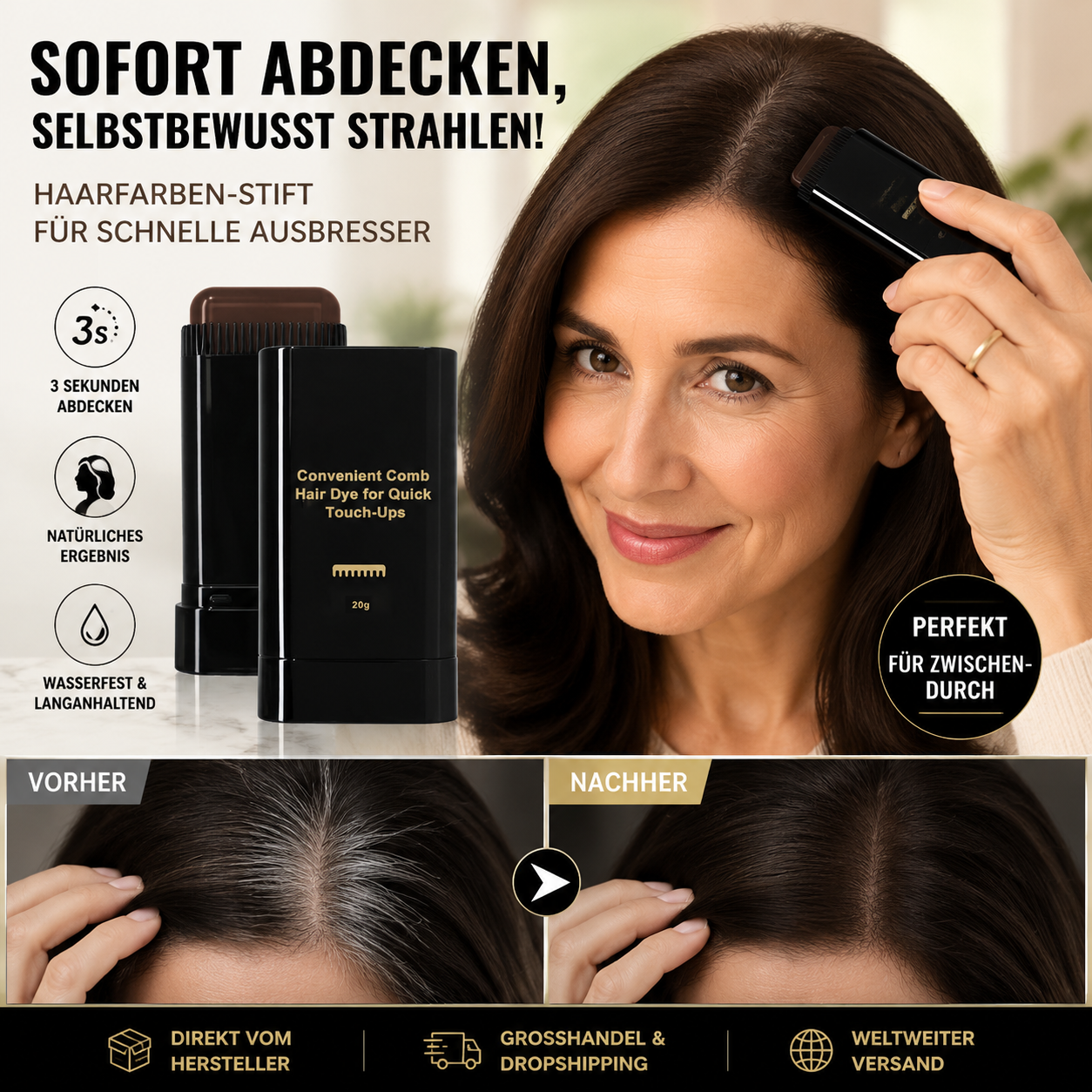 🔥🎁 1+1 GRATIS!! + Ab nur 3,74 € pro Stück 🥳 💞 Haarfärbemittel mit integriertem Kamm | 🌿 Sichere und sanfte Formel ⚡ Schnelle Abdeckung grauer Haare