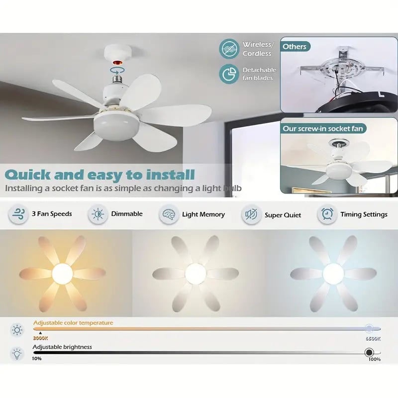 ✨Nur solange der Vorrat reicht: 50 % Rabatt!🍃 Intelligenter Deckenventilator mit Licht, RGB-Beleuchtung und Bluetooth-Lautsprecher