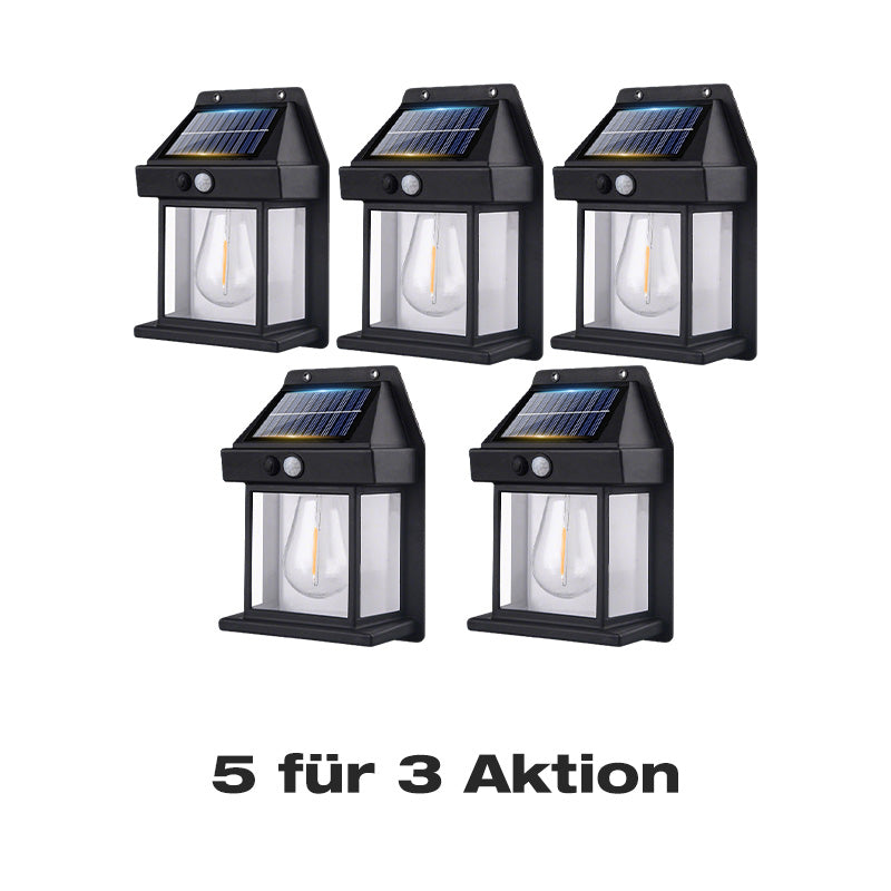 📢📢50 % Rabatt!! ⏰ ⏳Bewegungssensor Solar-Wolfram-Wandleucht - Wetterfest, langlebig & mit effizientem Panel | 0€ Stromkosten, warmes Wolfram-Licht🌙
