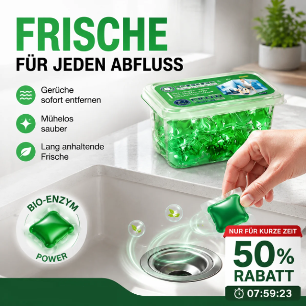 🏠💧 50 % Rabatt! Abfluss‑Deodorant‑Tabs – Bio‑Enzym‑Formel neutralisiert Gerüche direkt an der Quelle. Sofortiger Frischeduft, ohne aggressive Chemikalien. Verabschieden Sie sich von unangenehmen Gerüchen. 🚰