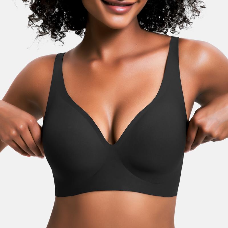 💕Jelly Wireless Damen Komfortable kabellose Push-up-BHs, nahtlose T-Shirt-BHs, BHs mit tiefem V-Ausschnitt für jeden Tag
