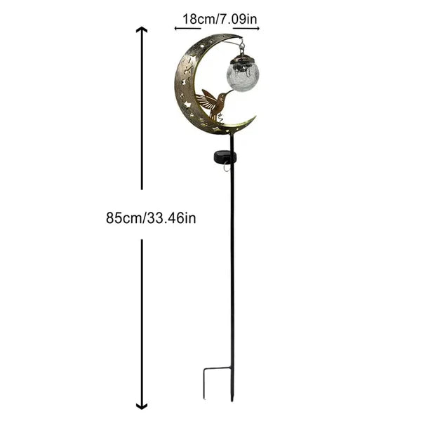 🥳50 % Rabatt!!🌙✨ Solar-Gartenstecklampe mit Kolibri- und Mondmotiv