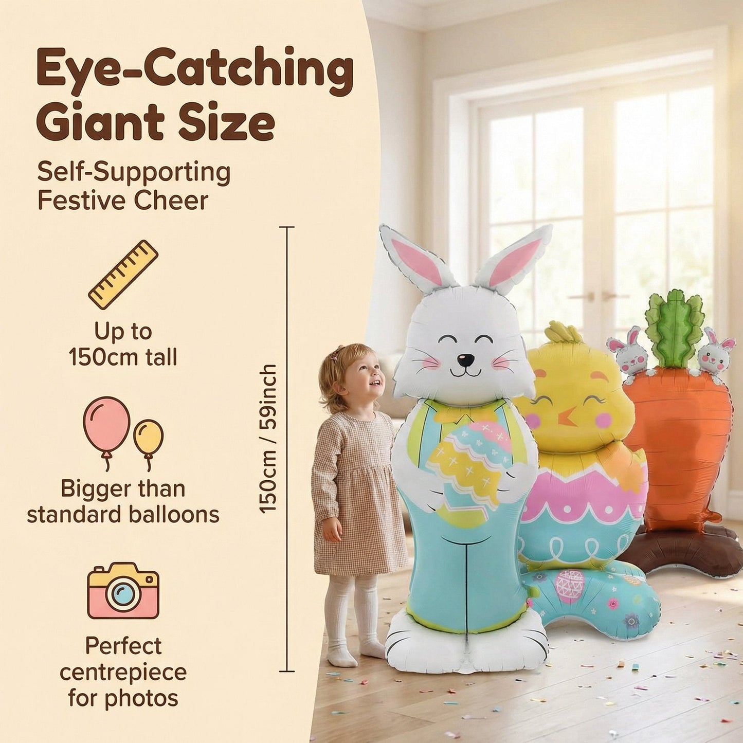 🎁Oster-Frühbucherangebot🐰3D-Stehhasenballon Extra Large – selbsttragend und festlich
