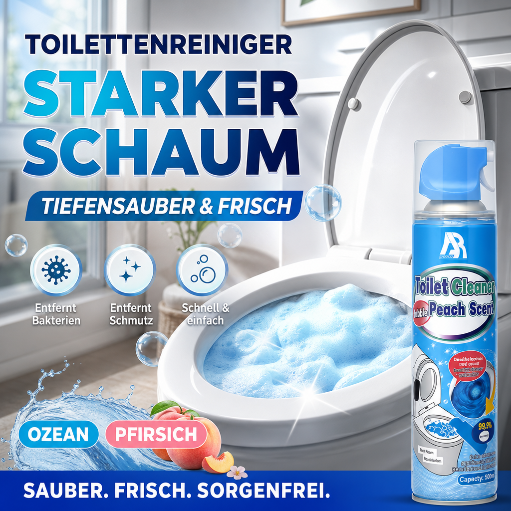 ⏳💥 Nur noch 3 Stunden – 2+1 GRATIS!! 🔥✨ 50 % RABATT! Aufschäumender Toilettenreiniger – dringt in versteckte Ecken, entfernt Flecken und Gerüche. Hinterlässt einen sanften Pfirsichduft. Hygienisch & leistungsstark. 🍑