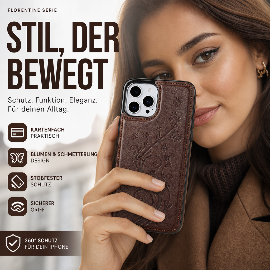 💥⏳ 50 % RABATT! 📱 Elegante Handyhülle mit Blumen‑Schmetterling‑Muster, schlankem Kartenfach, stoßfestem Silikon, praktischer Aufbewahrung für Ausweise