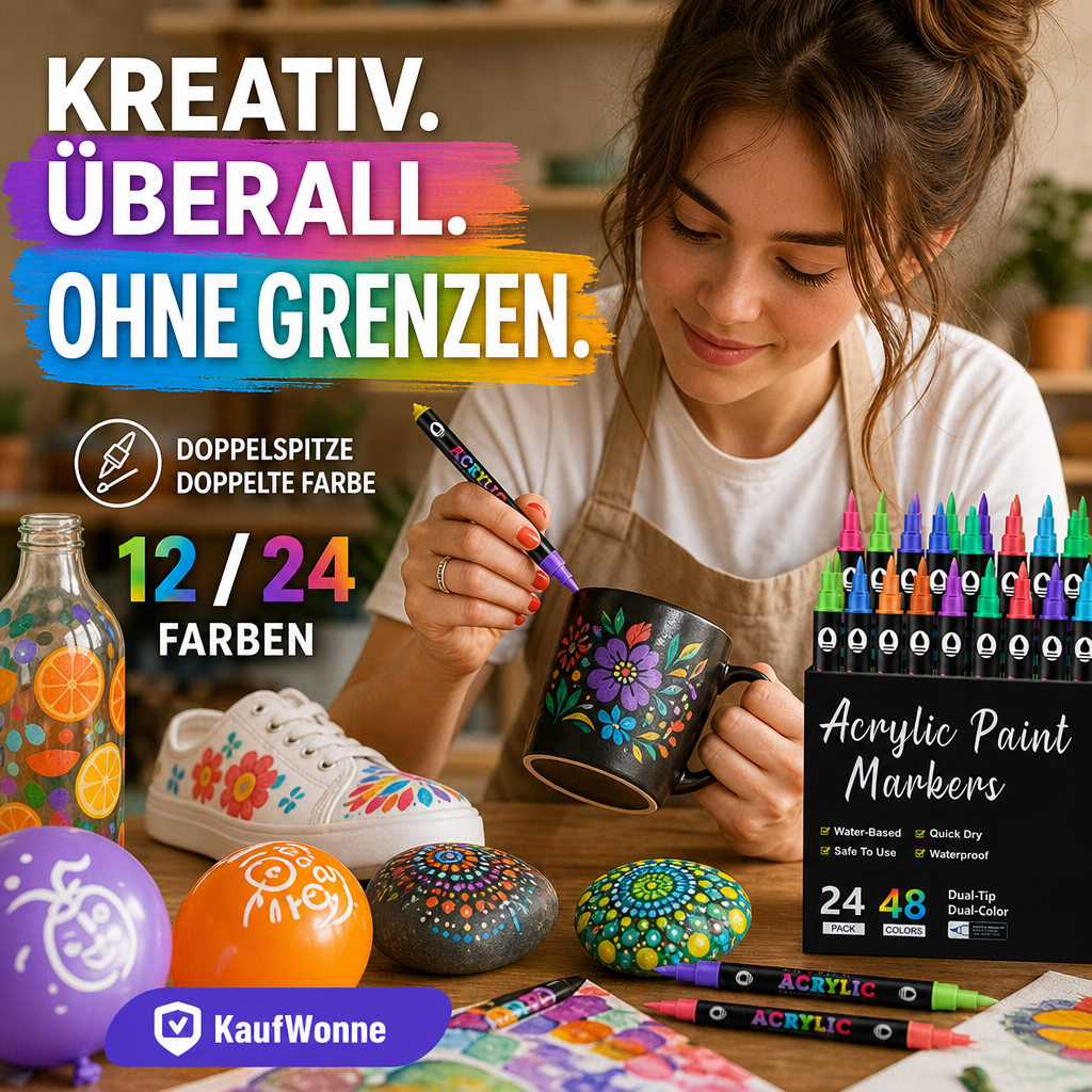 🎨50 % Rabatt!! 🔥 Acryl-Farbmarker mit zwei Spitzen – 24/48/72 Farben