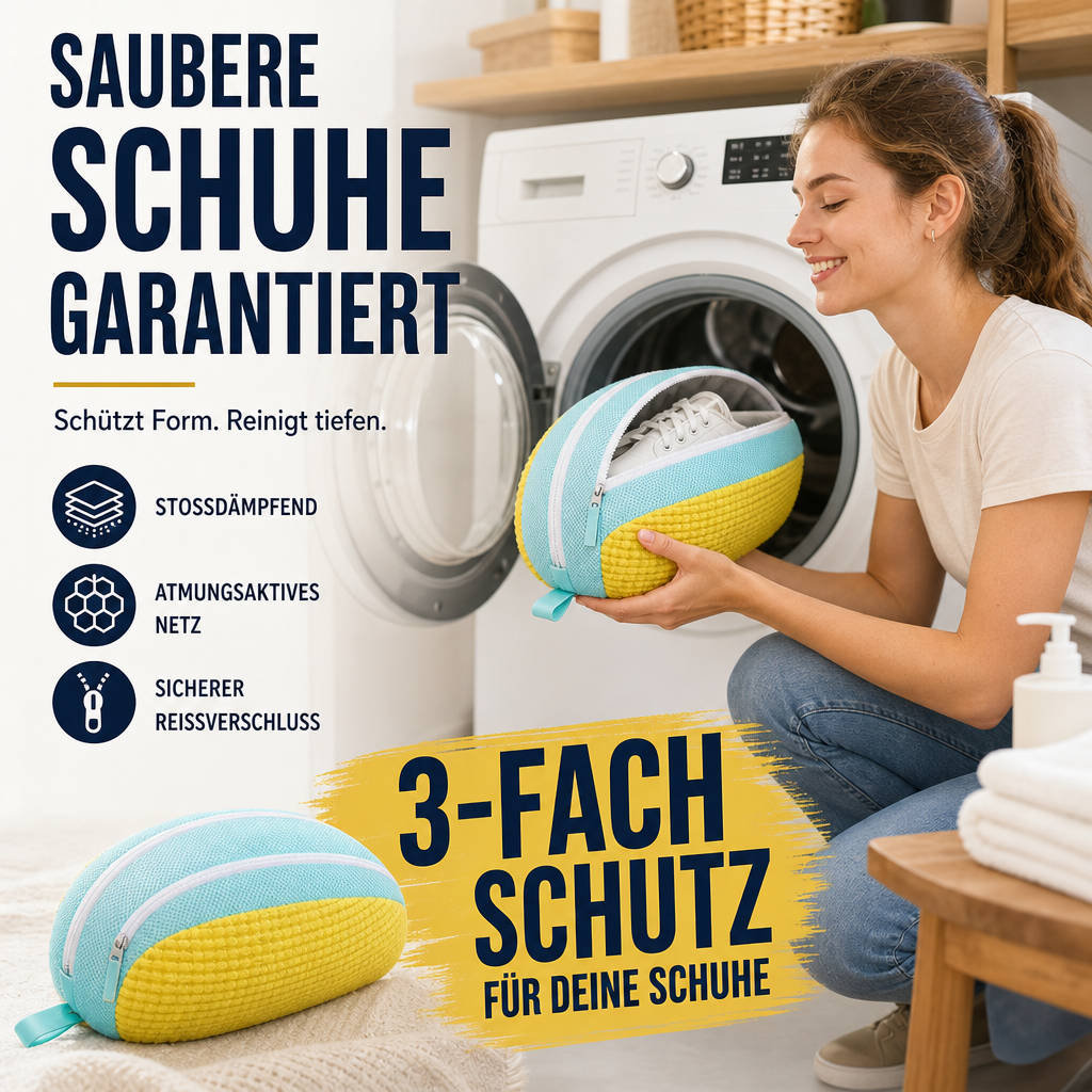 🔥🎁 2+1 GRATIS!!🥳 💞 50K+ VERKAUFT! ⚡🧺 Hochwertiger Schuhwaschbeutel aus stoßdämpfendem Netzgewebe mit Reißverschluss.