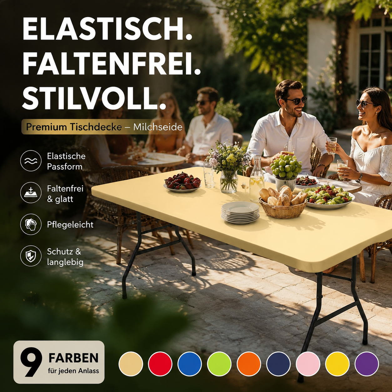 🧩✨ Passgenaue Spandex-Tischdecke für rechteckige & quadratische Tische – nahtloser Sitz, fleckenfest, waschbar & knitterfrei 🛡️🍽️ Perfekt für Küche, Party & Alltag – dehnbar, langlebig. 🔥 2er-Set Angebot!