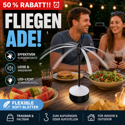 📢📢50 % Rabatt!! ⏰🔥 Tragbarer Fliegenabwehrventilator mit LED-Licht, geräuscharm & praktisch