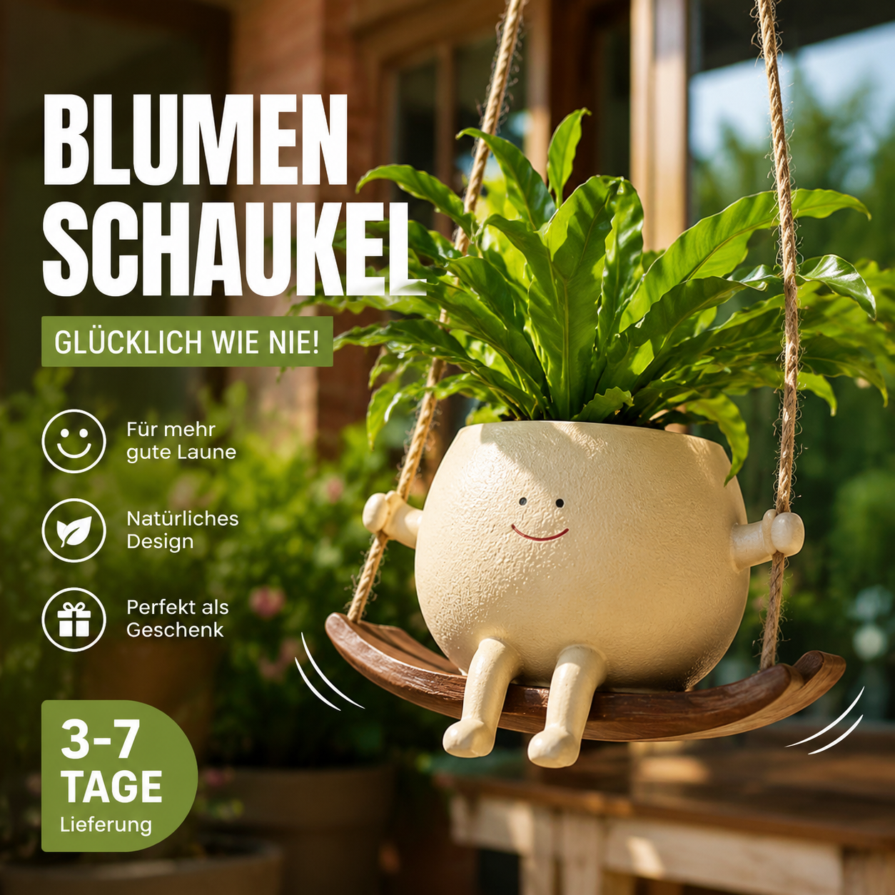 🎁💚Happy Swing Schaukelstuhl-Pflanzgefäß – Lassen Sie Ihre Pflanzen auf dem Schaukelstuhl "schaukeln"! 🏡