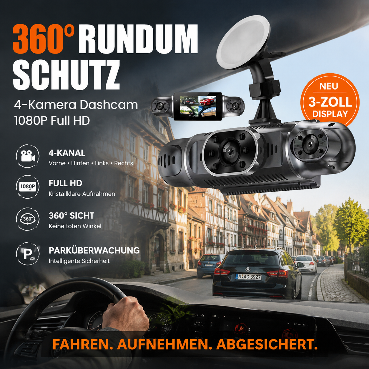 📢📢50 % Rabatt!!🥳📹Dashcam mit 4 Objektiven und HD-Nachtsicht🌙✨