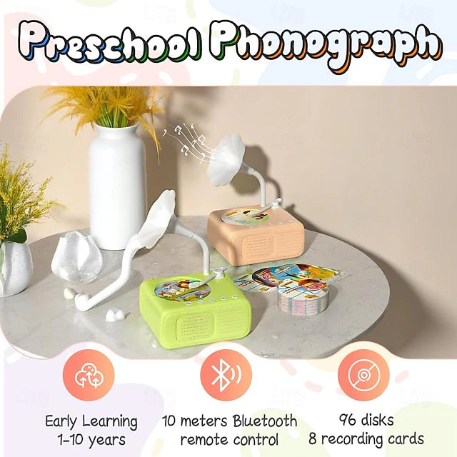 📢📢 50 % Rabatt!! 💥🎶Kinderphonograph mit 99 Karten👶Frühes Lernphonograph-Geschichtengerät - dein Kindes neuer Lieblings-Lernfreund!