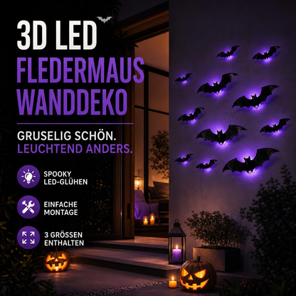 🔥🎁 2+1 GRATIS!!🥳 💞 50K+ VERKAUFT! ⚡🦇Gruselige 3D-Fledermaus LED-Wandleuchte, Halloween-Dekor für Innen und Außen👻