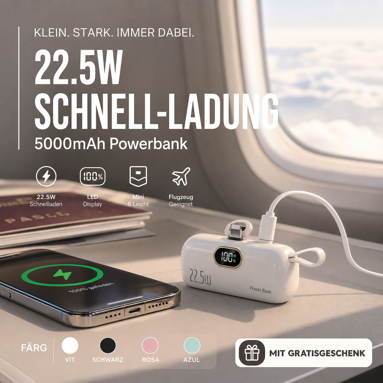 🔋 50% RABATT! 📱 Mini-Powerbank 5000mAh – Tragbar, Schnellladung & Perfekt für Unterwegs ✨