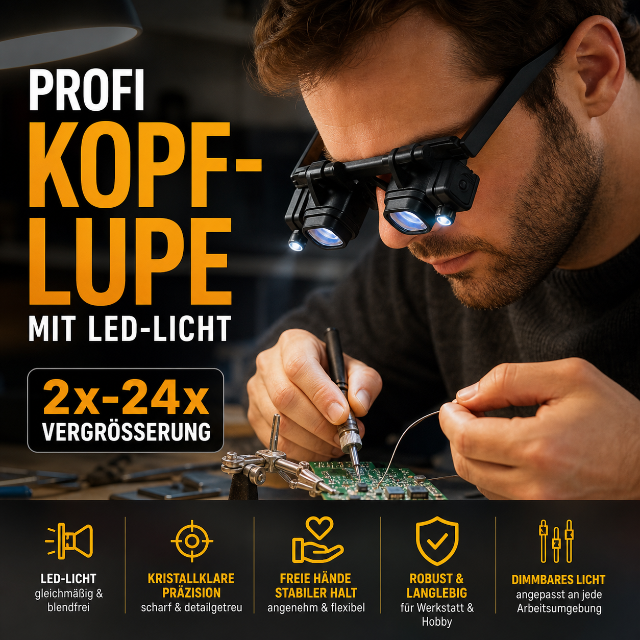 🔍 50% RABATT! ⏰ LED-Präzisionslupe für Elektronik und Handwerk – Verstellbarer Ständer & 10-20X Zoom – Perfekt für Löten, Uhrenreparatur oder Miniaturmalerei – handsfree & hell 🛠️