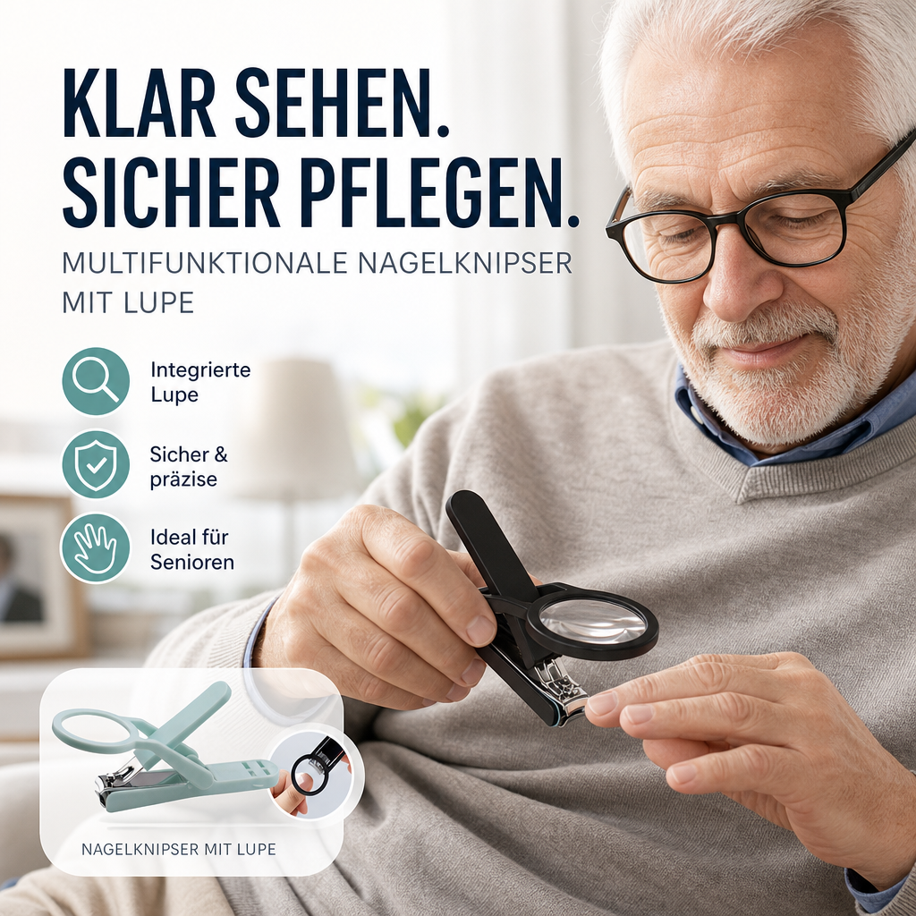 🔥🎁 2+1 GRATIS!!🥳 💞 50K+ VERKAUFT! ⚡🔍 Nagelscheren mit Lupe und spritzwasserfestem Aufnahmebehälter