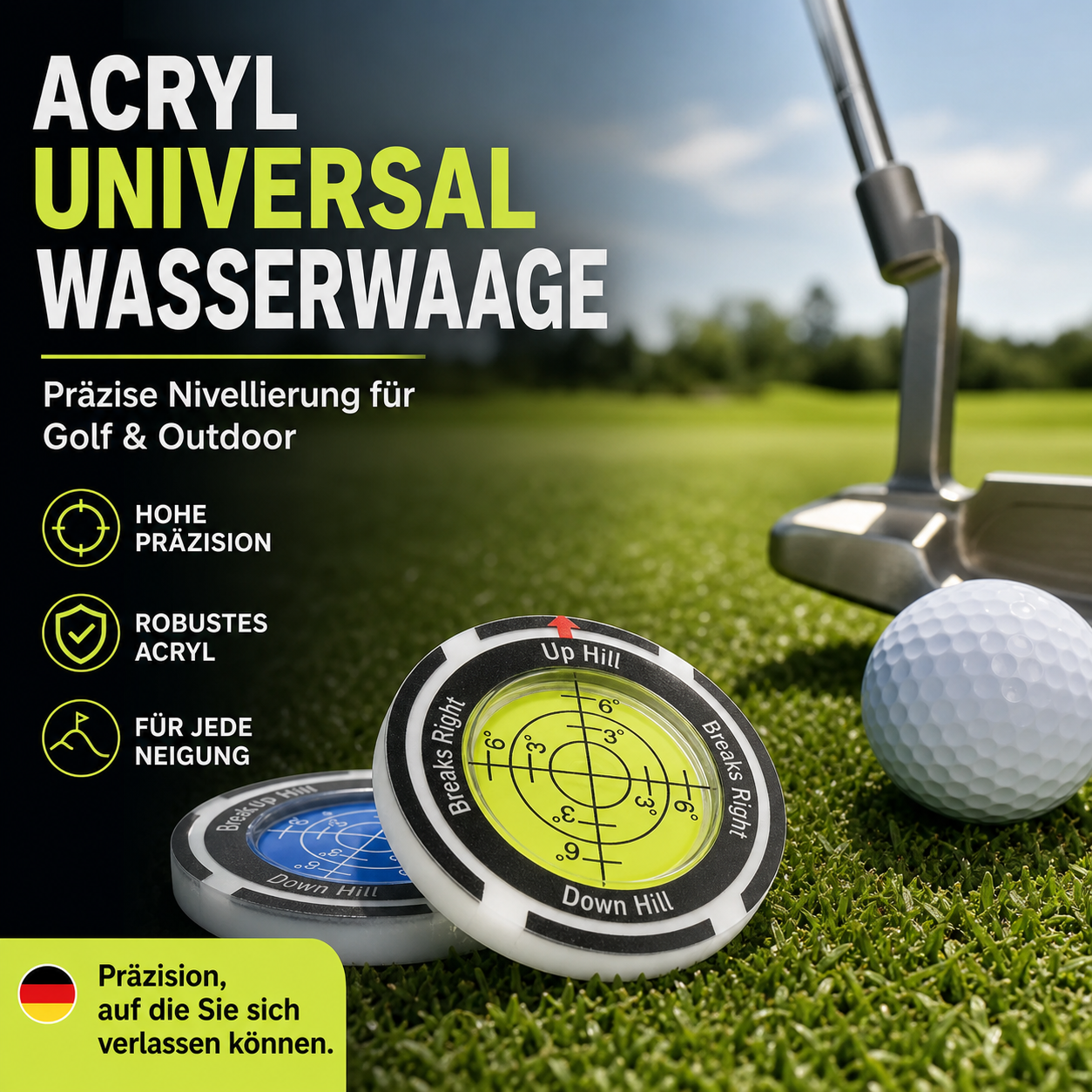 📢📢50 % Rabatt!! ⏰ Präzisions-Golfgrün-Nivelliergerät & Ballmarker⛳