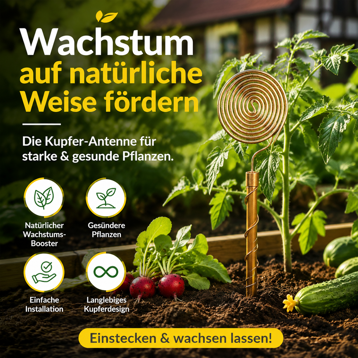 🔥🔥 2026 NEU 🥳💞2+1 GRATIS!!⚡🌱Wachstumsfördernde Elektrokultur-Pflanzenstäbe
