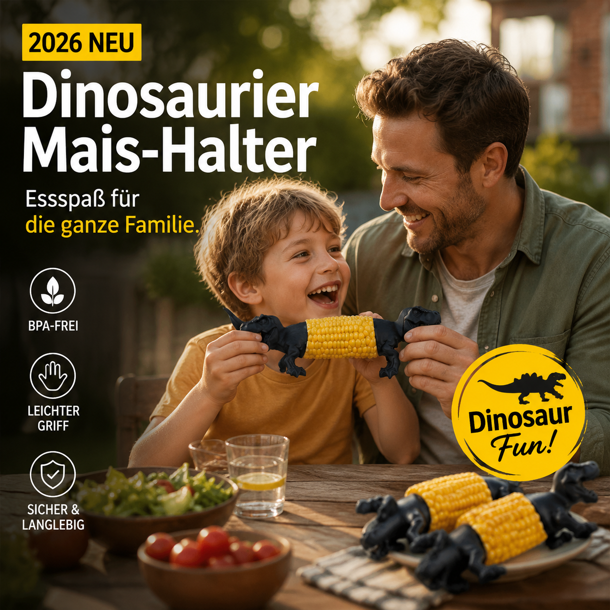 🎁Dinosaurier Maiskolbenhalter für spaßiges Essen, hitzeschützende Maisspieße für Kinder 🦖🌽