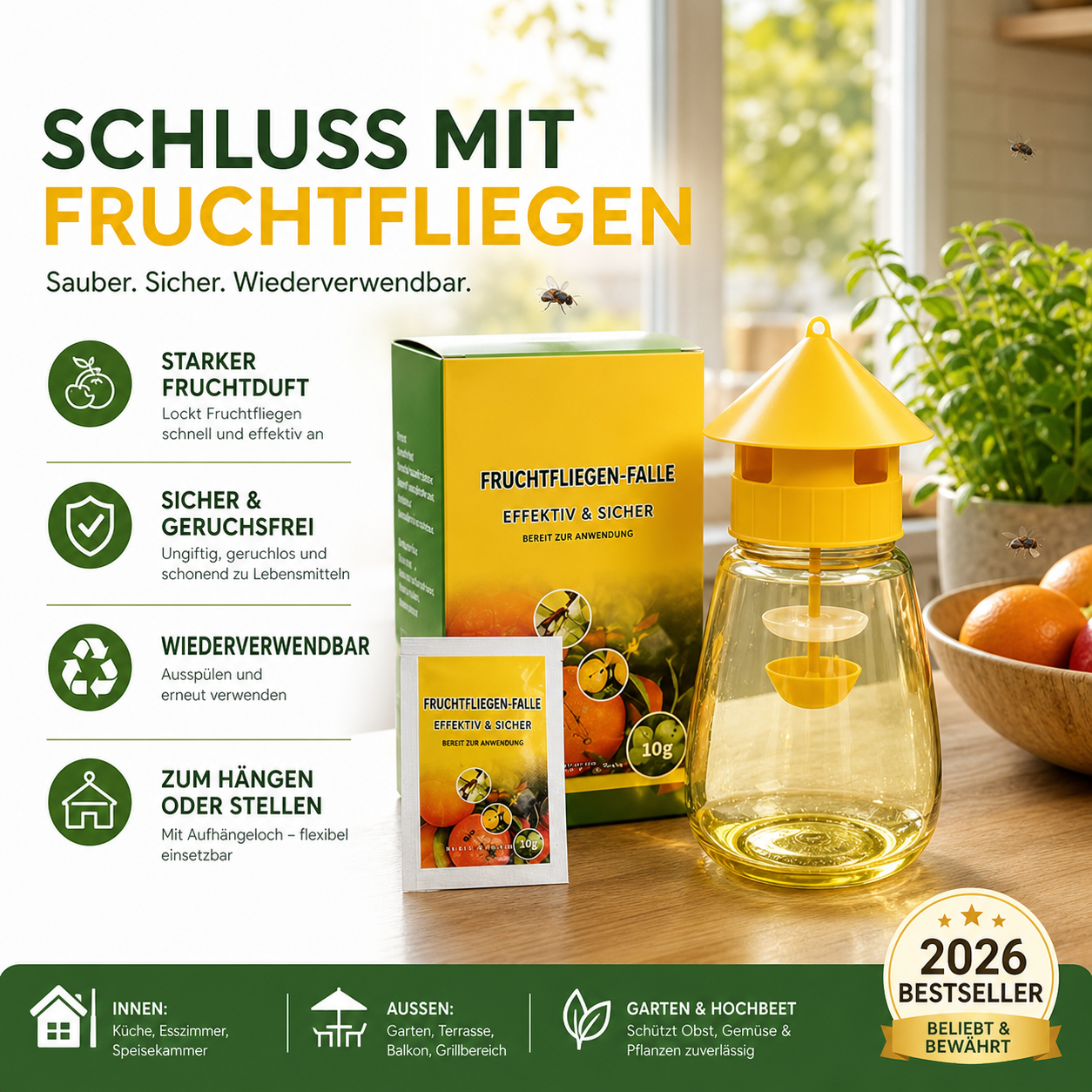 ⏳💥 Nur noch 3 Stunden – 7,99 €!! 🔥 Hängende Fliegenfalle für drinnen und draußen