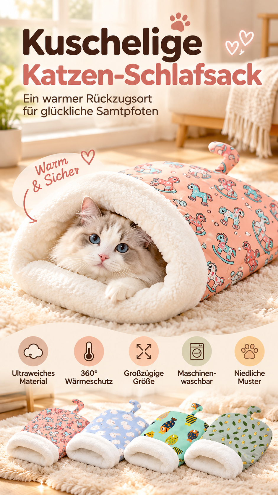 🐱 Gemütlicher Katzen-Winterschlafsack-Gcom