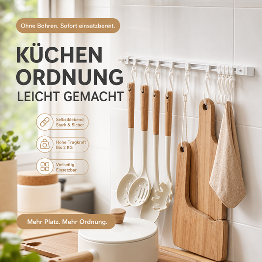 🥳2026 HEISSER VERKAUF🥳💞ÜBER 50.000 VERKAUFT!🧺🔧 50 % RABATT! Multifunktionaler Schiebehaken – Montage ohne Bohren, verstellbarer Hakenabstand. Hält Geschirr, Handtücher & Bademäntel – keine Beschädigung der Wand! 🏠✨
