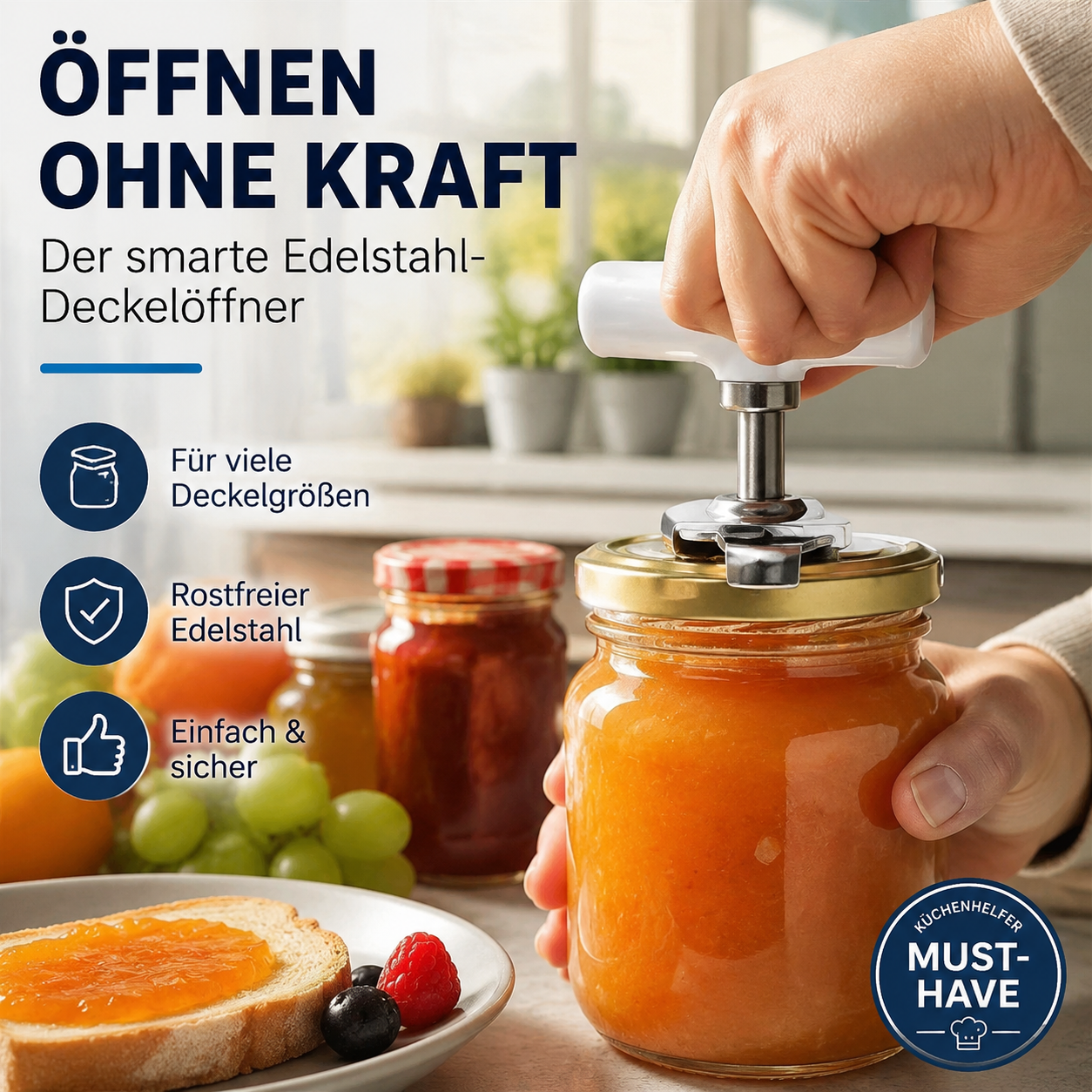 📢📢50 % Rabatt!!🥳 💞 50K+ VERKAUFT! ⚡🌟Edelstahl-Glasöffner & Flaschendeckelentferner