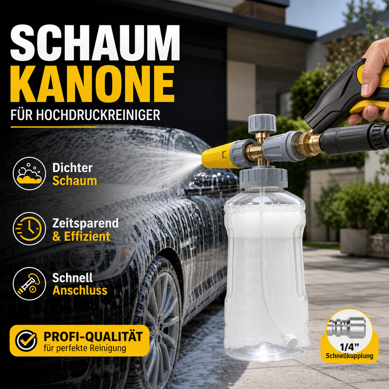 📢📢50 % Rabatt!! ⏰💦 Hochdruck-Schaumpistole für die Autowäsche - Entfernt schonend hartnäckigen Schmutz & schützt den Lack | PROFESSIONELLE AUTOWASCHE ZU HAUSE🚗