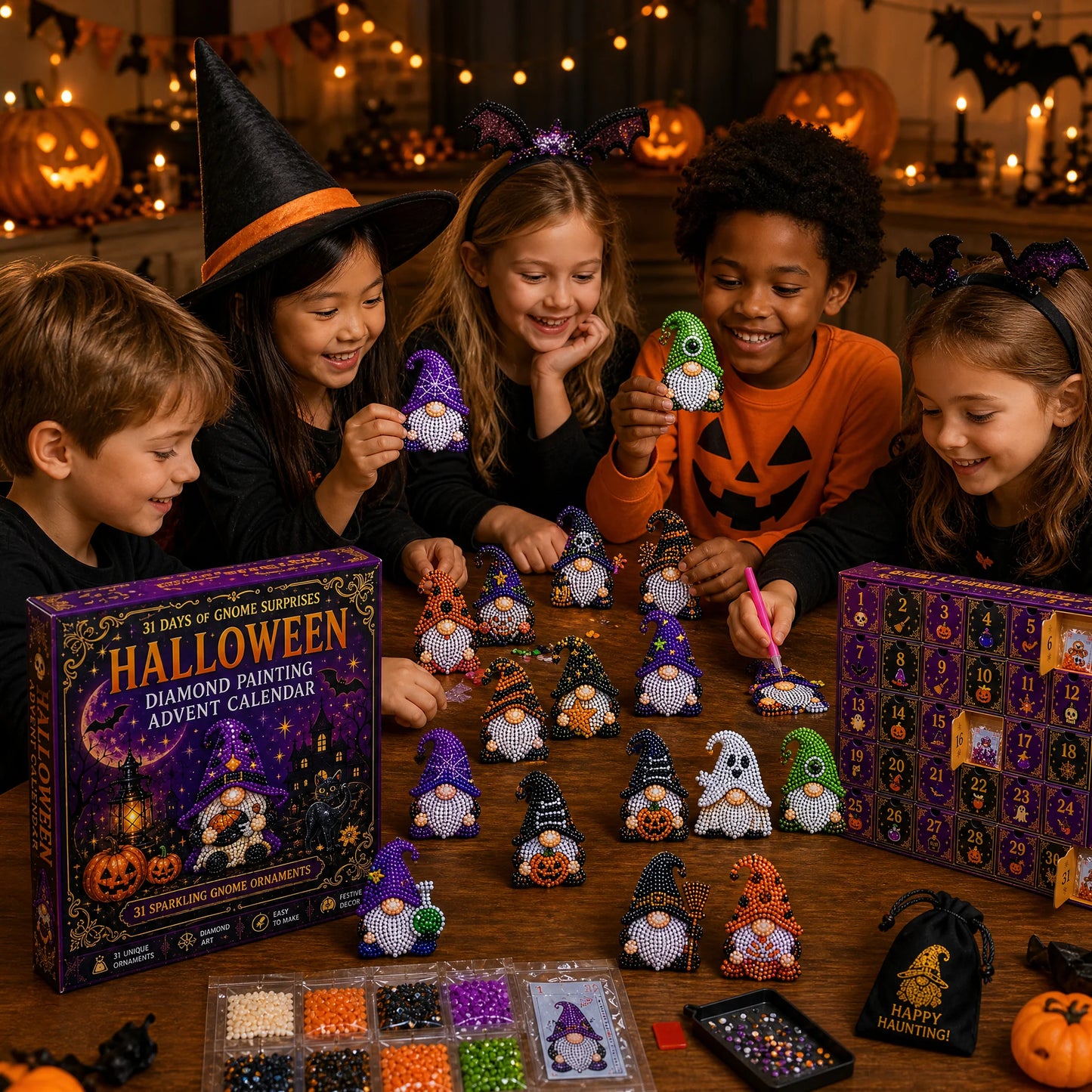 🎉✨ 31 Tage voller Gnome-Überraschungen: Halloween-Diamantmalerei-Adventskalender